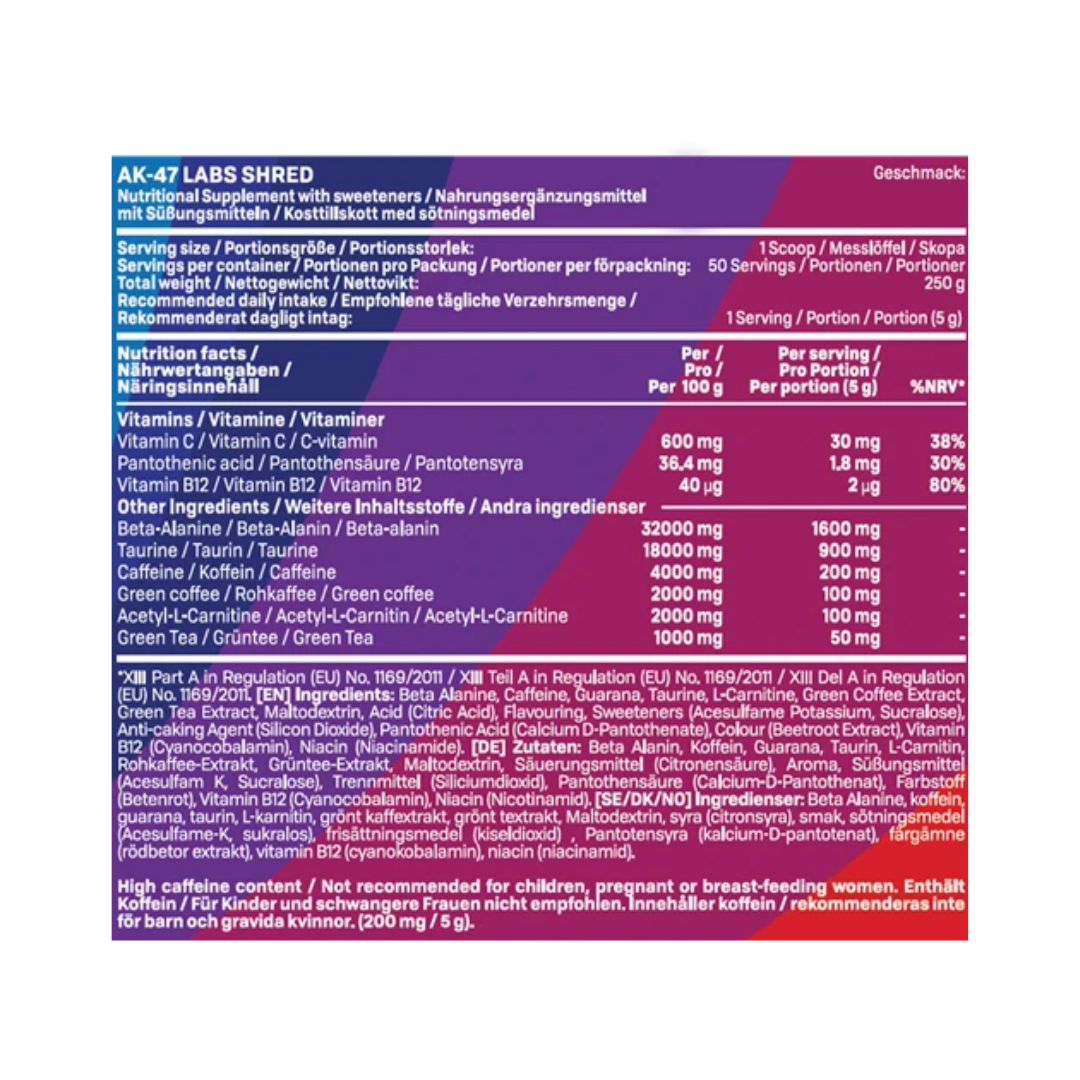 AK-47 LABS SHRED FATBURNER - 250GR